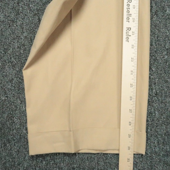 VINTAGE Polo Ralph Lauren Pants Men 42x30 Khaki Tan Silk Cotton Pleated Cuffed - Picture 7 of 10